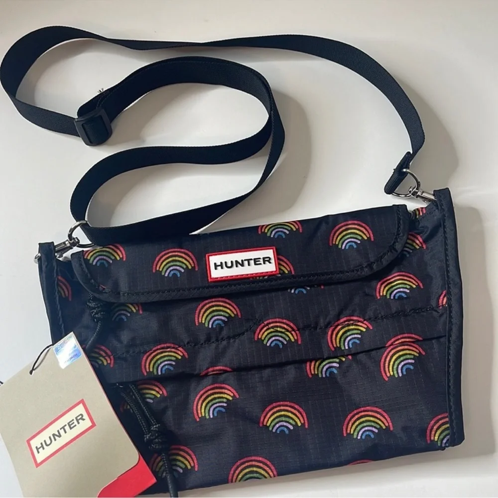 Hunter Original Packable Cross Body Bag Purse. Mini Rainbow Print